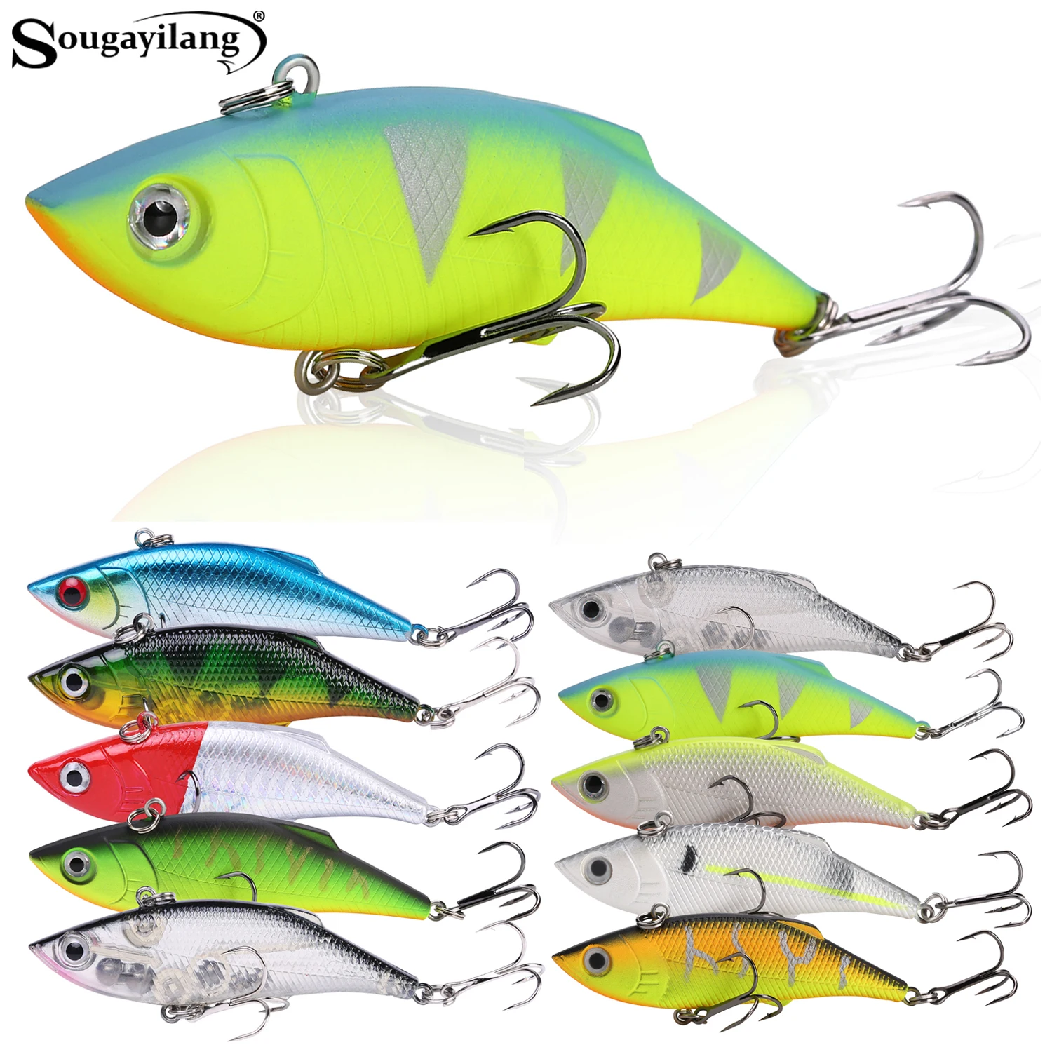 Sougayilang Premium High Simulation Hard Baits 3D Fisheye Realistischer Körper Lichteffekt Drillinge 10 Farben optional