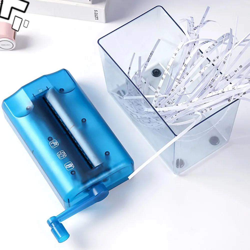 Portable Mini Manual Paper Shredder Transparent Hand Crank Paper Sharper Non-slip Base ABS Document Destroyer Stationery