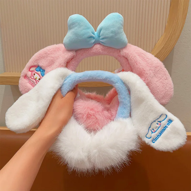 Miniso 어린이 귀마개 Sanrio 소년과 소녀를위한 새로운 스타일 플러시 따뜻한 겨울 방풍 및 동결 방지 귀와 귀 따뜻한