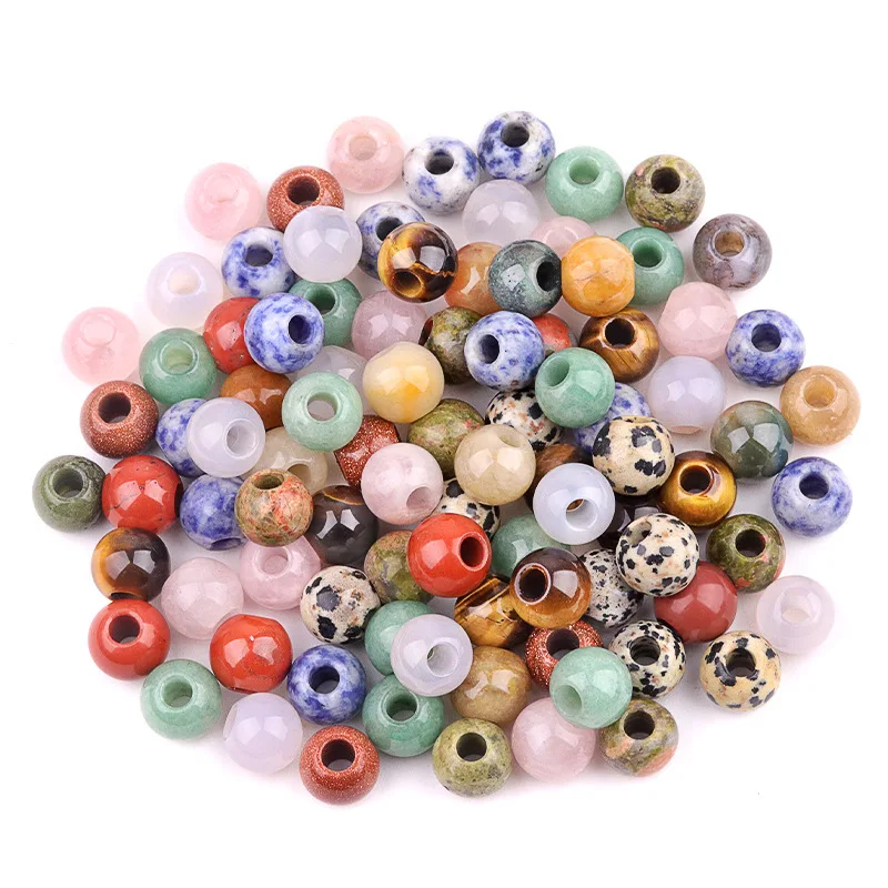 

10PCS Stone 12MM Round Beads Drilled 3MM Large Hole for DIY Making Jewelry High Quality Smooth Wholesales