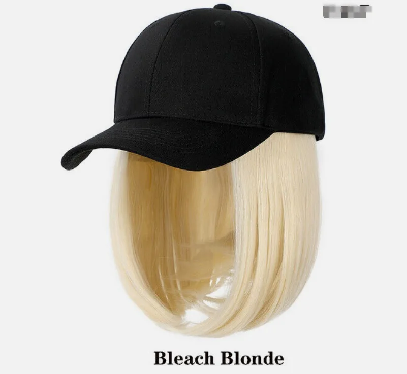 Perruque Bob Synthétique Courte avec Chapeau de Baseball pour Femme, Cheveux Blonds, Rêves Achis