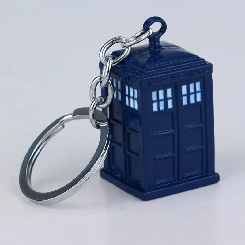 US TV Doctor-Llavero de cabina telefónica azul, colgante de hilo, collar, broche, pendientes para mujeres y hombres, llavero, regalo de joyería