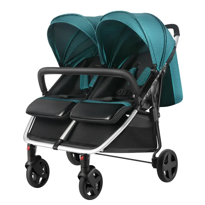 Twin baby stroller double seat stroller can sit and lie down, one key fold light-weight double baby stroller with high quality