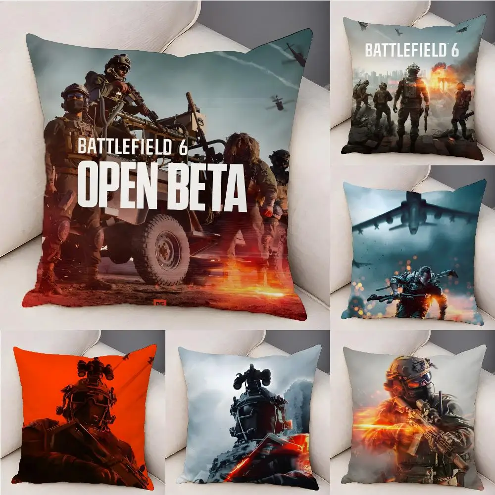 Video Game B-battlefield 6 Cushion Cover Organic Linen Square Pillow Case Durable Non-Allergenic And Kind To Skin