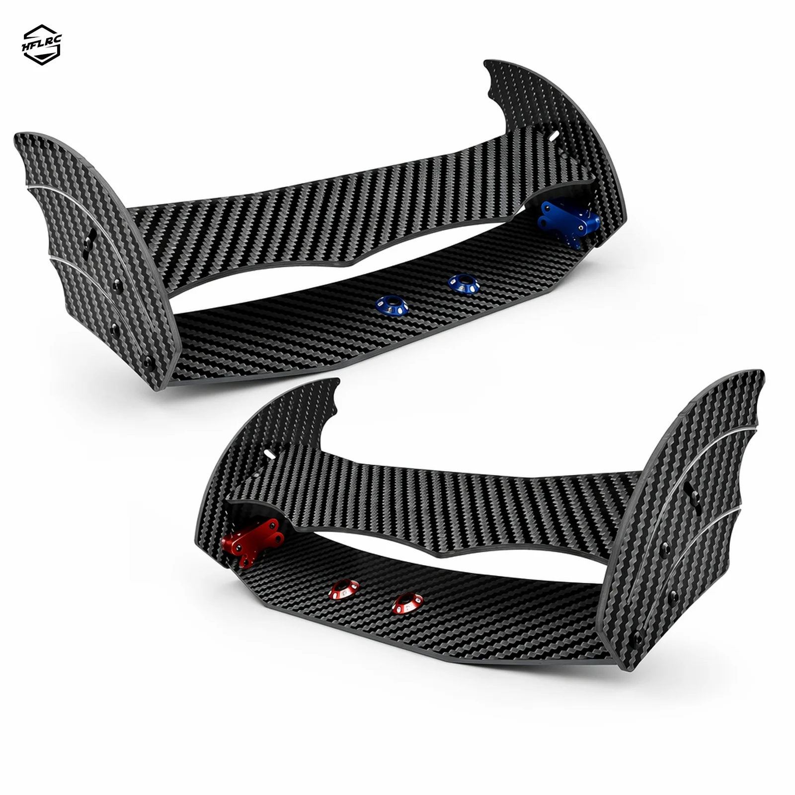 HFLRC Carbon Fiber Adjustable Rear Wing for 1/8 ARRMA TYPHON RC Buggy Flat Top Spoiler Red Blue Aluminum Mount Upgrade Kit