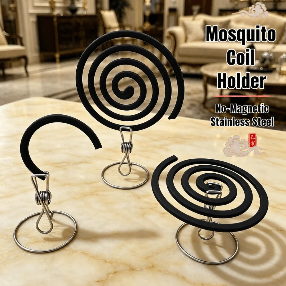 Stainless Steel Mosquito Coil Holder Integrated Standing Mosquito Coil Rack Multifunctional Photo Card Display Clip Gift