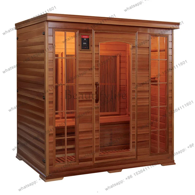 Mobile family steam room carbon board cross-border sauna room four people red cedar