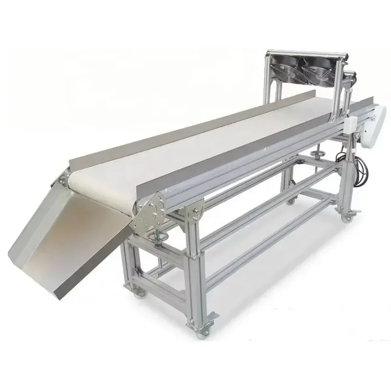 Hot Sell Electric Adjustable Speed Aluminium frame cooling fan White PVC Belt Food belt Conveyor