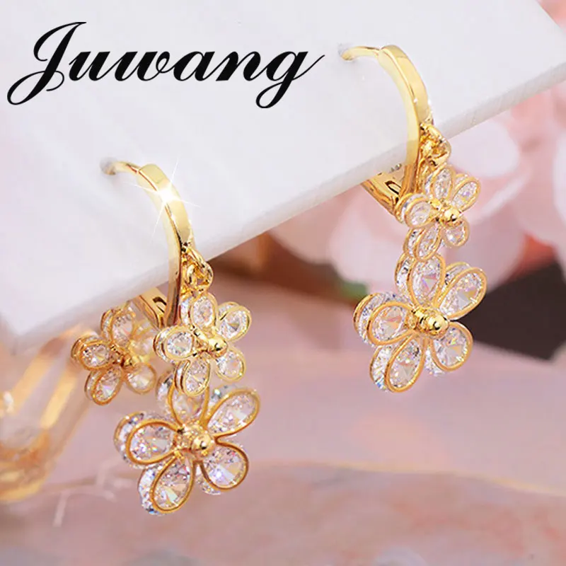 

Korean Luxury Fashion Exquisite Micro Zircon Earrings for Lady Glamour Flower Tassels Temperament Earrings Aesthetic Bijoux