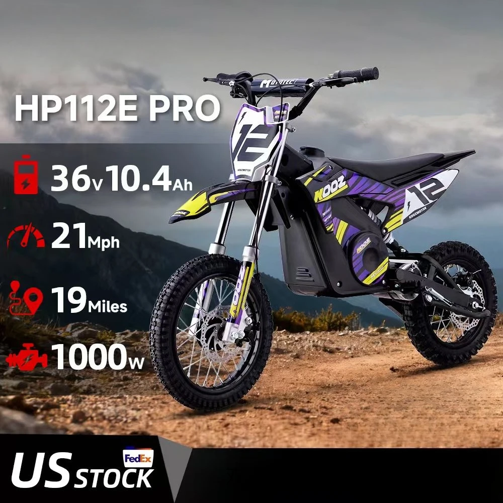 

Электрический кроссовый мотоцикл HP112E PRO 36V 1000W для детей, 3 режима скорости, до 33 км/ч и 30 км пробега, индивидуальная сборка