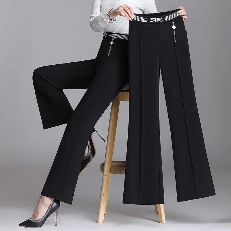 المرأة مرونة عالية الخصر مضيئة السراويل ، جيب بسيط ، ضئيلة ، تنوعا ، Trousers غير رسمية ، مكتب سيدة الموضة ، الكورية ، الربيع ، الخريف