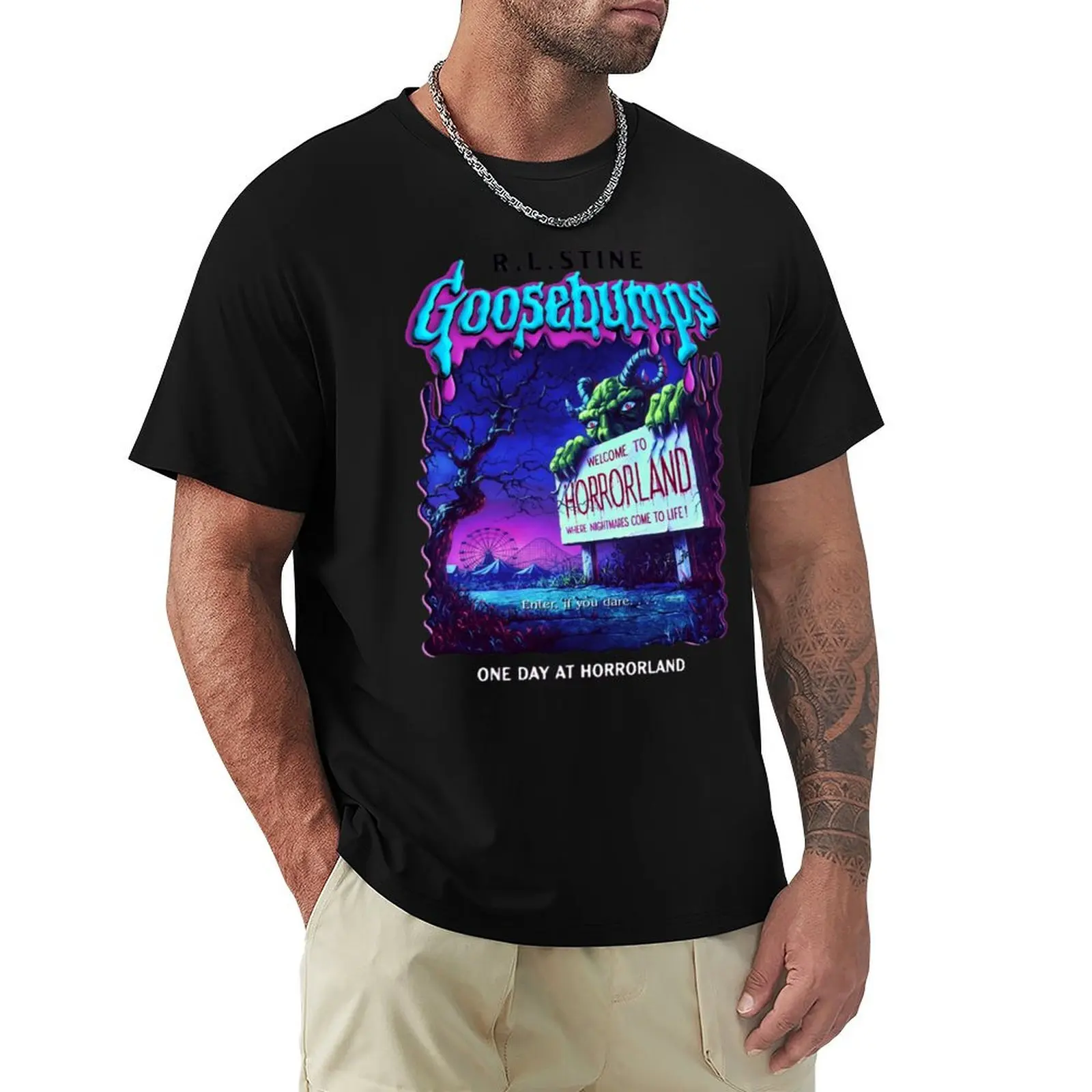 Goosebumps One Day At HorrorLand T-Shirt man graphic t shirt T-Shirt
