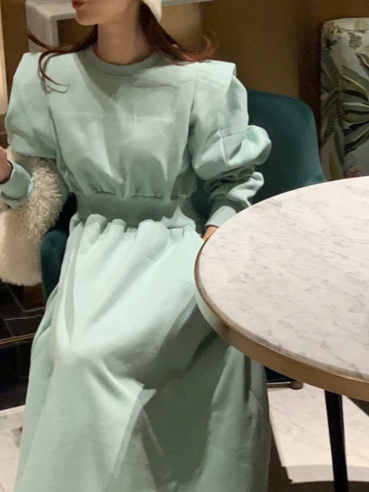 Saison d'automne coréen Sle taille haute a-ligne Dr Long Sve sweat-shirt Dr femmes Ele Faionable t-shirt Dr