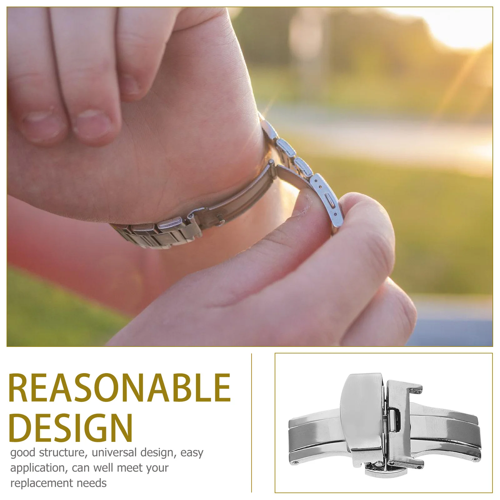 

Butterfly Buckle Strap Watch Clasp Replacement High Quality Clasps Band Stainless Steel Hook Loop Connectors for