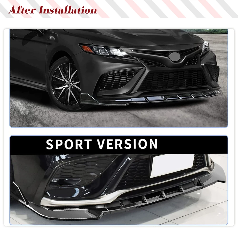 Front Bumper Lip Spoiler For Toyota 8th Gen Camry Sport 2018-2022 Car Front Bumper Protection Spoiler Splitter ABS Glossy Black