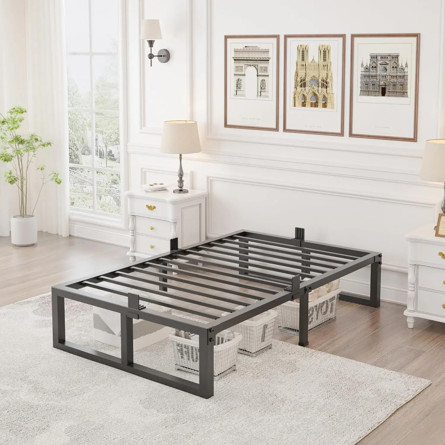 

Twin Bed Frames Platform, 14 Inch High 3500 lbs Heavy Duty Metal Platform, Mattress Foundation with Steel Slat Support