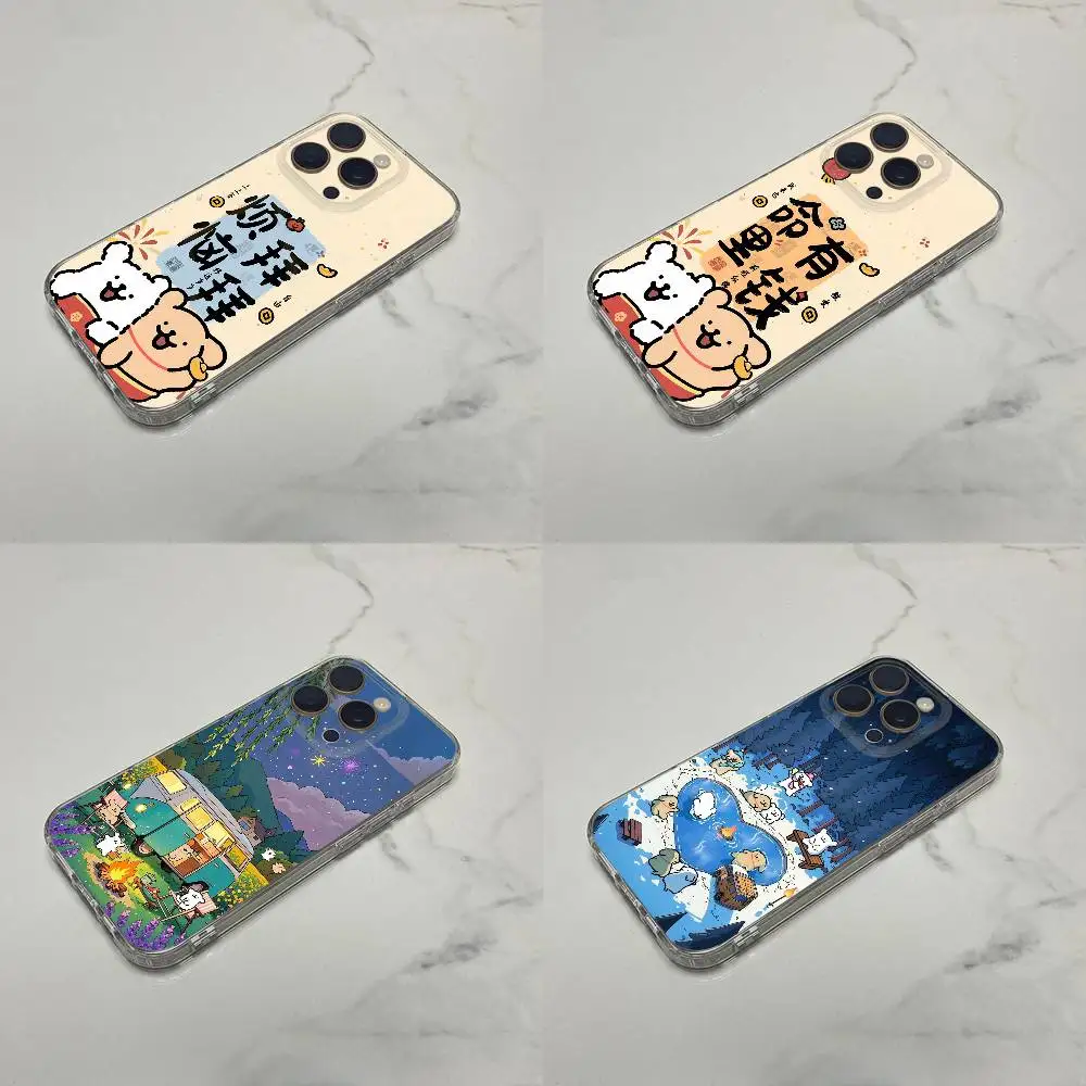 

China Line Puppy Maltese Dog Phone Case For iPhone 17,16,15,14,13,12,11 Plus,Pro,Max,Plus,E,SE4,Mini Transparent Box