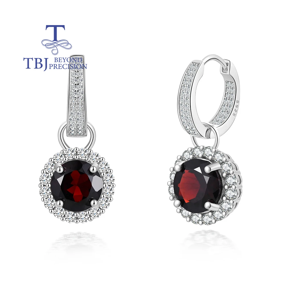 

Luxury January Birthstone Cubic Zircon with natural garnet earrings S925 silver fine jewelry lady anniversary & banquets wear