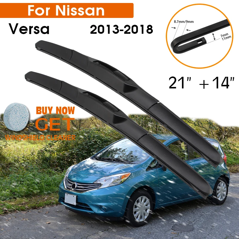 

Car Wiper Blade For Nissan Versa 2013-2018 Windshield Rubber Silicon Refill Front Window Wiper 21"+14" LHD RHD Auto Accessories