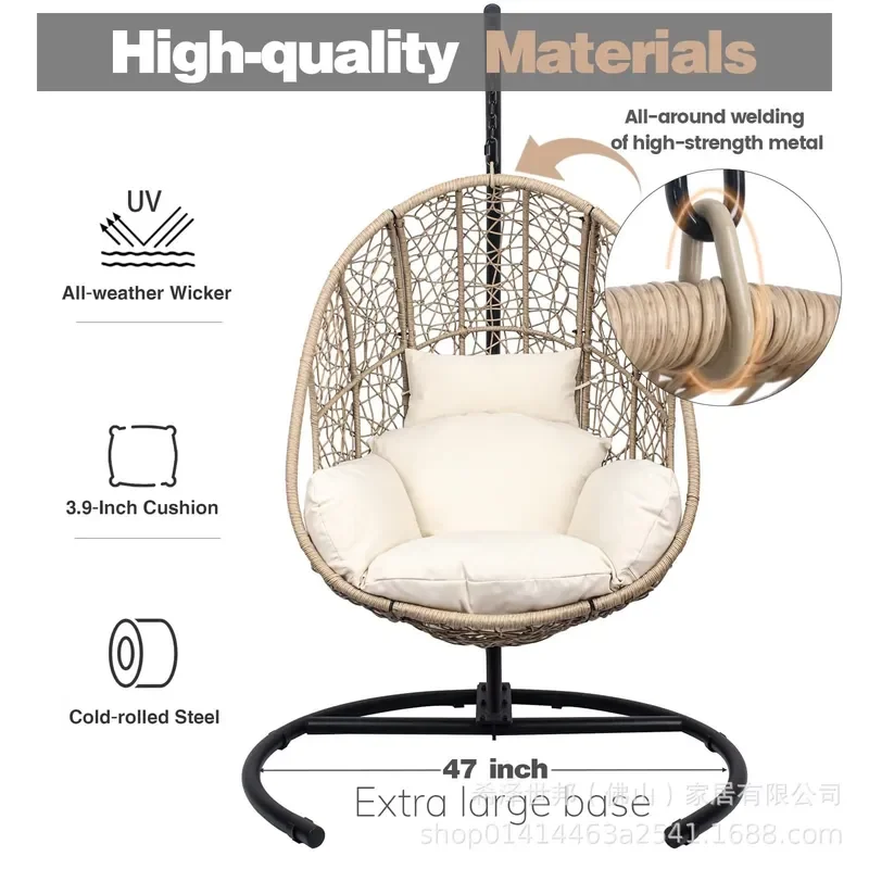 Nordic Bamboo Hanging Chair Outdoor Detachable Swing Seat for Balcony Courtyard Lazy Single Person Relaxation Furniture Decor