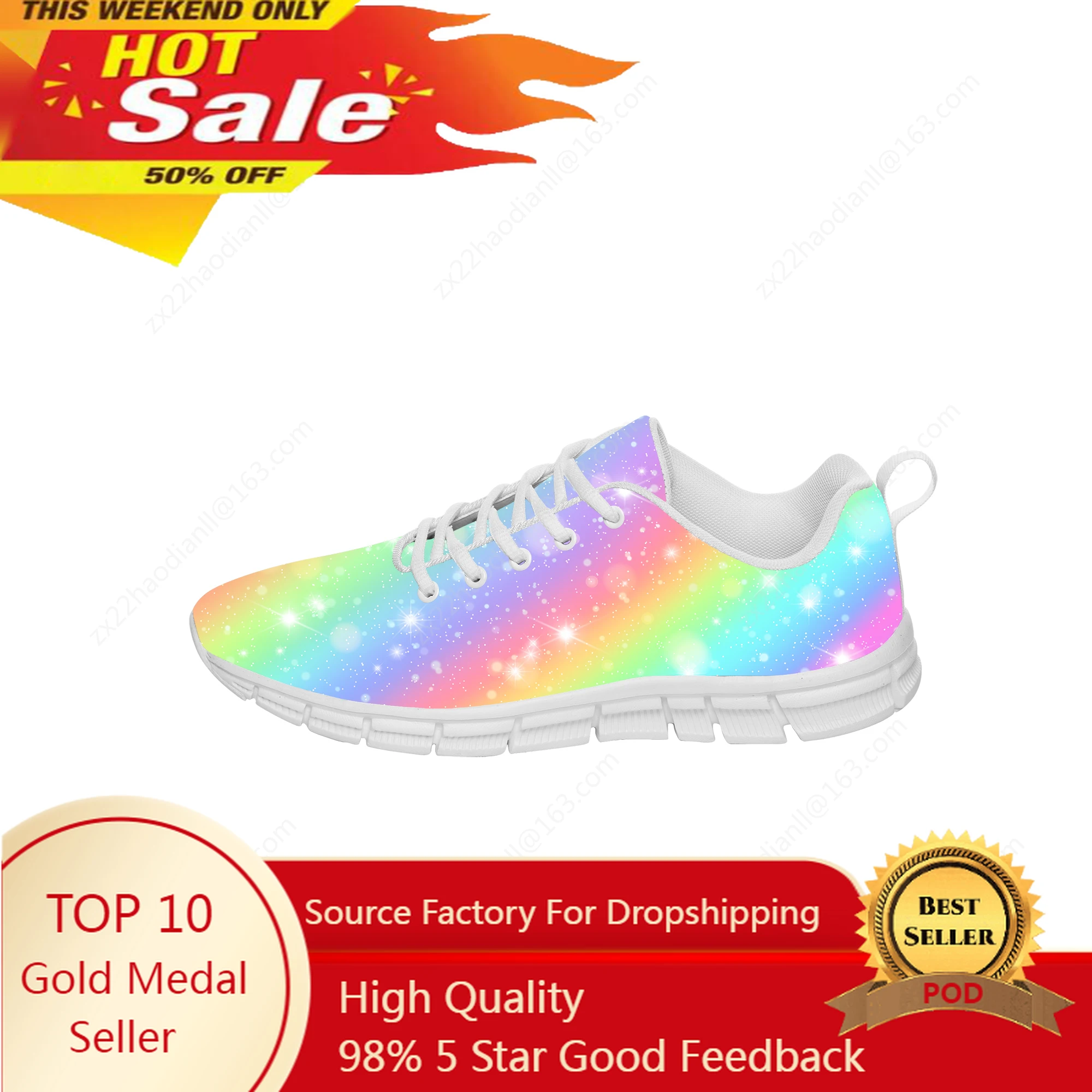 

Rainbow Glitter Sneakers Mens Womens Teenager Fashion Casual Cloth Shoes Canvas Running Shoes White 3D Printed Lightweight shoe