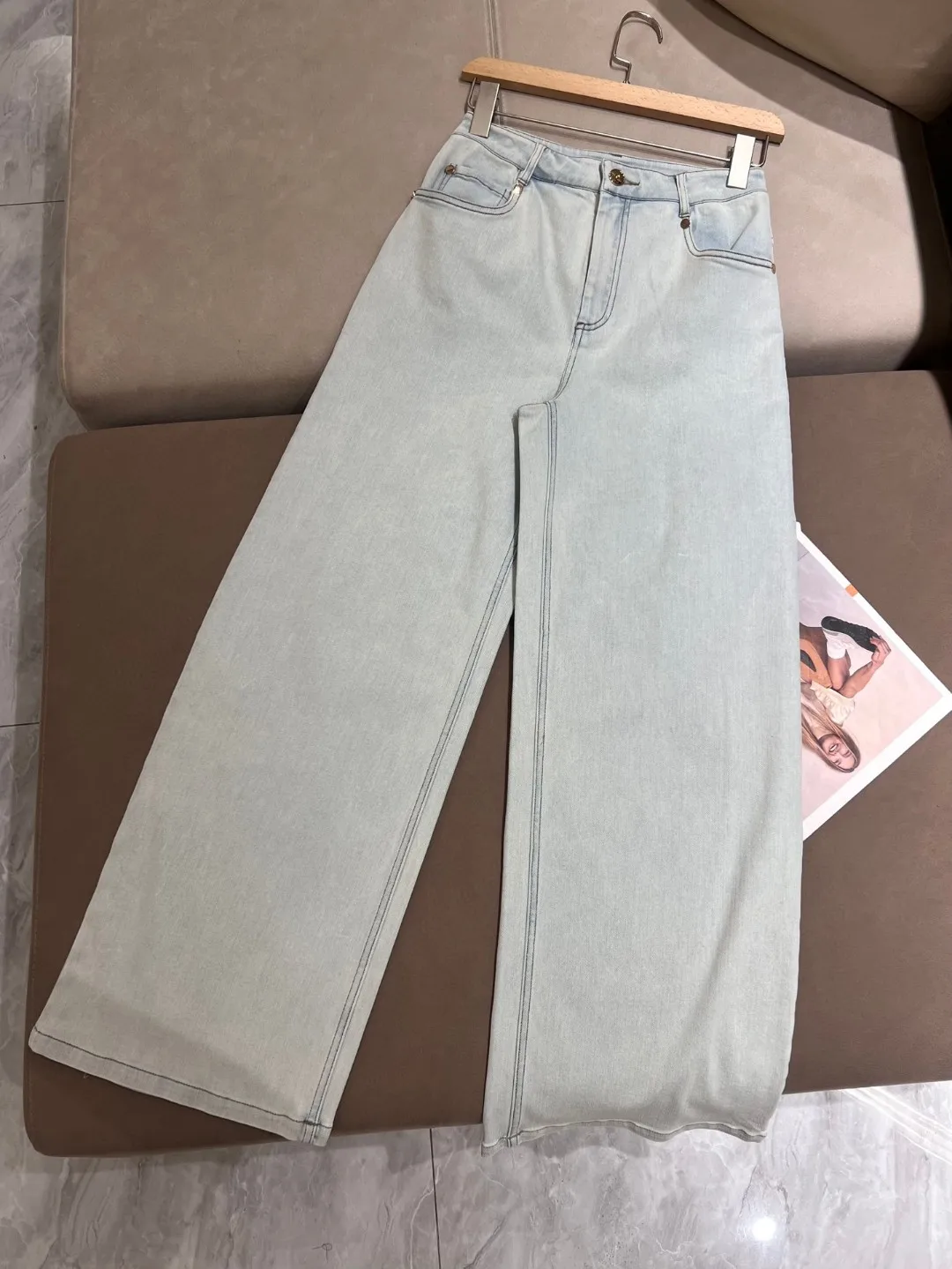 Summer casual high-quality stretch denim straight leg pants