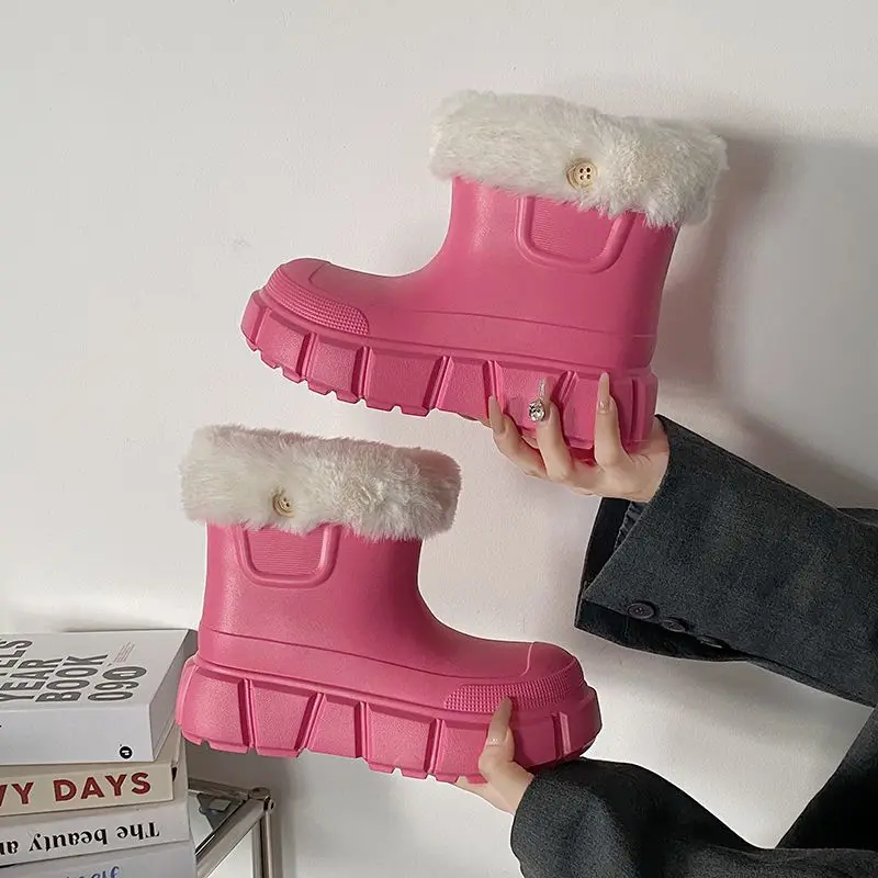 

2025 New Winter Can Wear with Fleece and Thickened Roots Warm Cotton Women's Non-slip and Waterproof Snow Boots