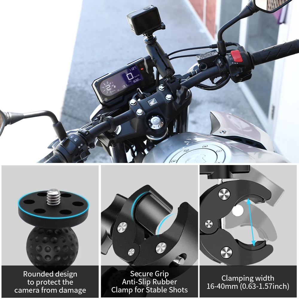 Super Clamp Action Camera Mount 360° Ballhead Magic Arm Double Ball Head Adapter with Thread for Insta360 for GoPro Camera Clip