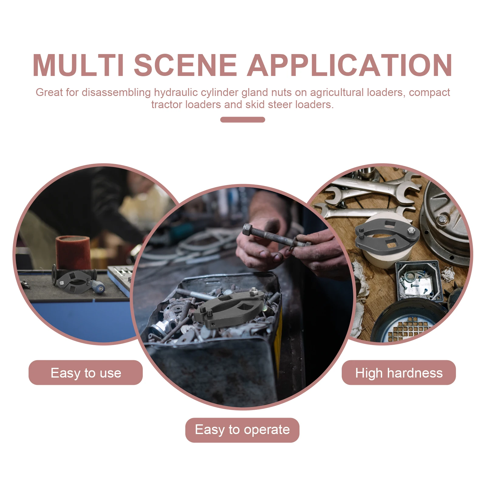 

Reversible Pin Adjustable Wrench Alloy Tool Hydraulic Cylinder Gland Nut Spanner Durable Iron Impact Resistant Farm Construction