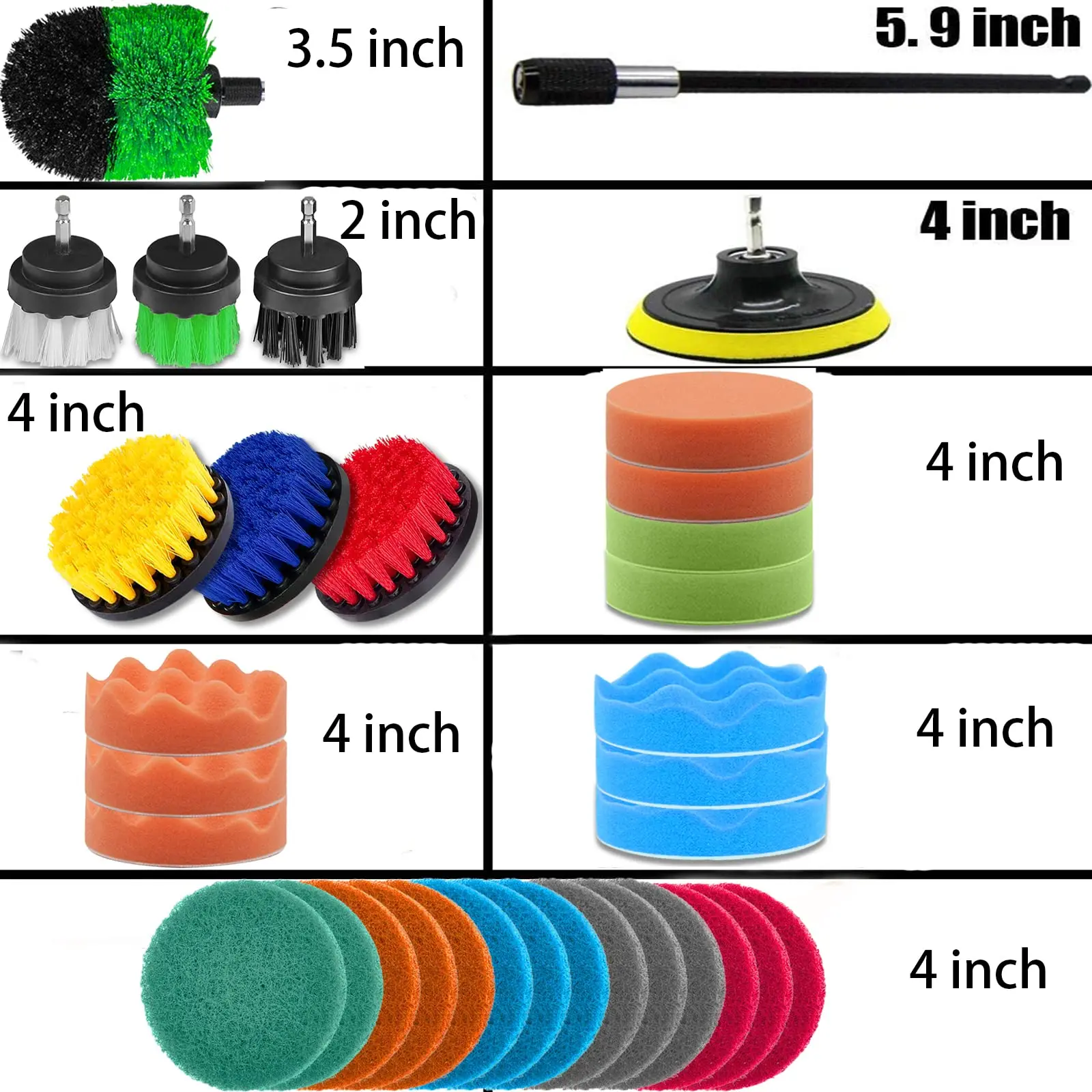 34 Pcs Drill Cleaning Brush with Attachment Power Scrubber Brush for Car Grout Floor Tub Shower Tile Bathroom and Kitchen