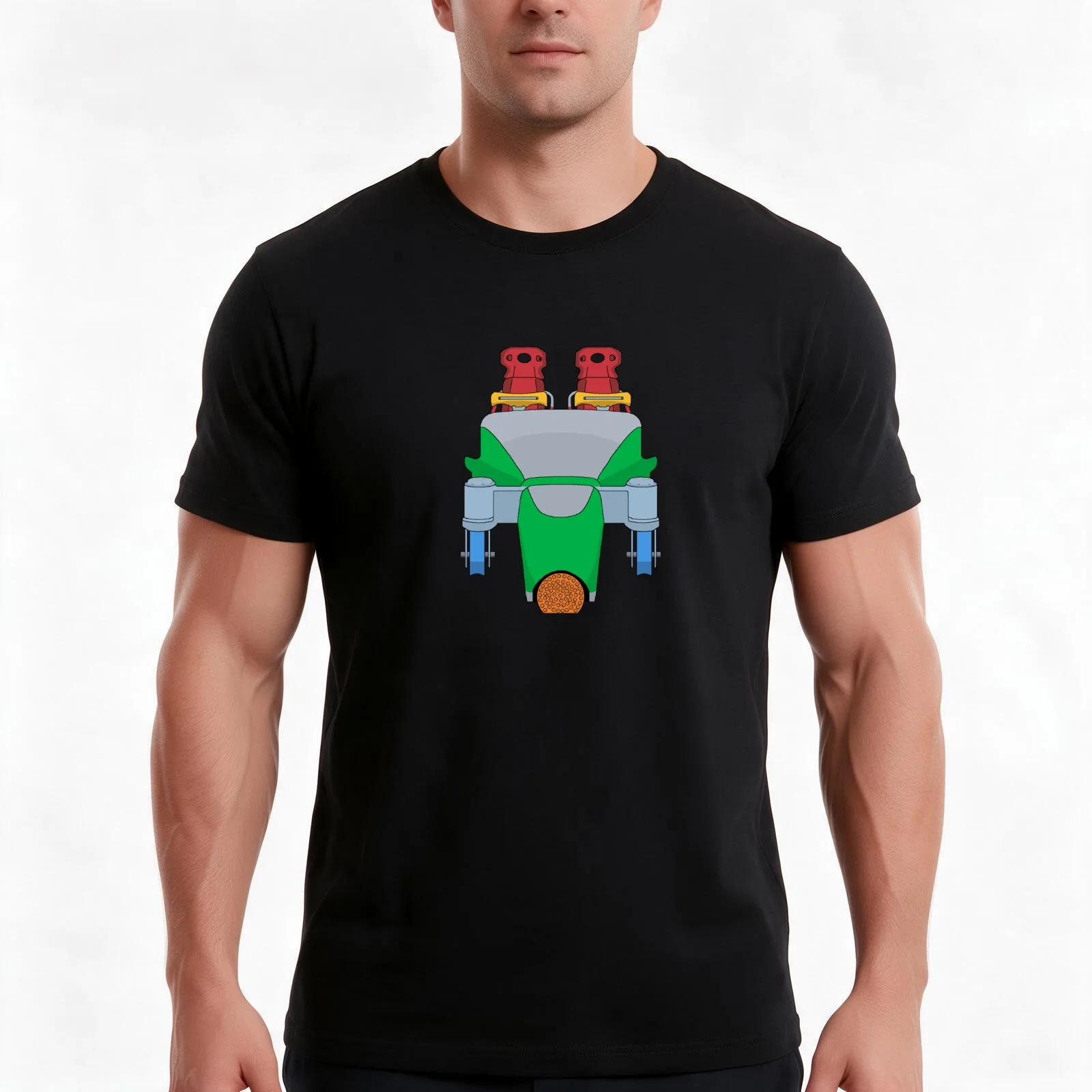 Dragster train (Indy Green) T-Shirt, Summer Casual Cotton Tee, Oversized Streetwear Tops, Vintage Graphic Print, 100% Cotton