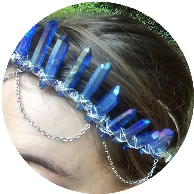 

Handmade l Crystal Hairband for Women Trendy Cross-Border Jewelry Hair Accory with Pendant And Chain