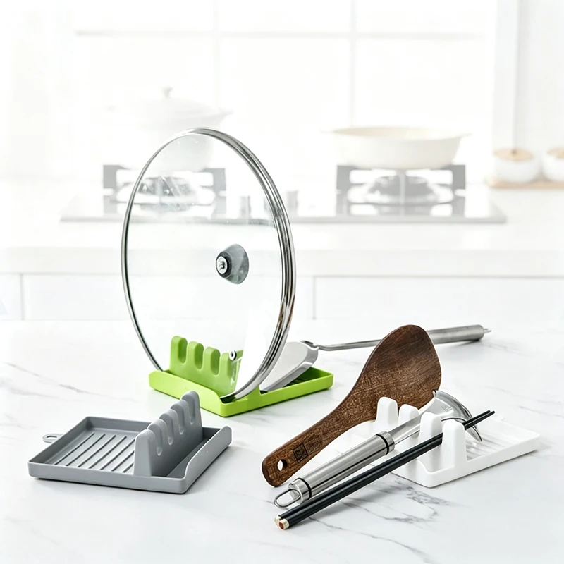 Pan Lid Holder Supports Spoons Pot Cover Rests Spatula Stand For Kitchen Convenience Utensils Tools Accessories Cooker Organizer