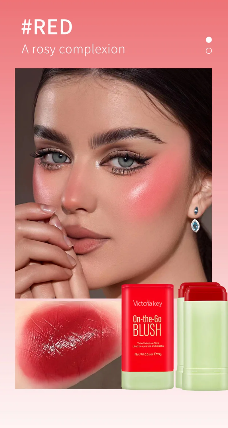 Multi-function Blush Stick Natural Cheek Face Rouge Blusher Cream Lasting High Color Rendering Brightening Skin Tone Waterproof