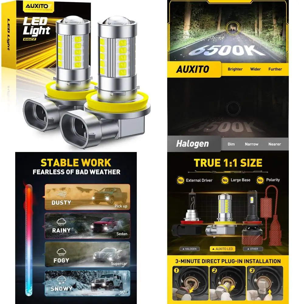 

Upgraded H11/H8 LED Fog Light Bulbs, 6500K Cool White, 1:1 Mini Size H11/H8/H16 LED Fog Light Bulbs, 360° Full Illumination(Pack