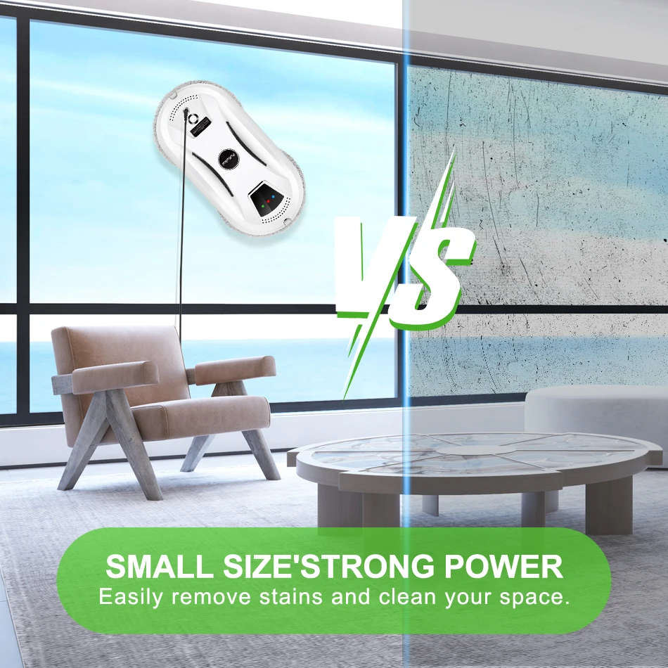 PuRuiKai AI Window Cleaning Robot Smart Automatic Cleaner Streak-Free for Windows/Tiles/Glass Doors Self-Cleaning Ultra Quiet