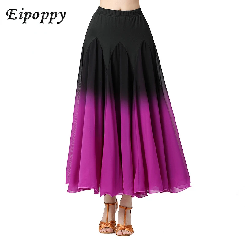 Ballroom Dance Long Skirt Modern Dance Skirt Dance Large Swing Skirt Gradient Color Long Dress Dancing Costume