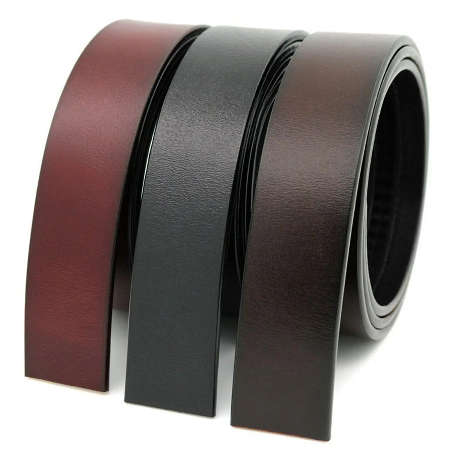 3x Stylish PU Leather Belt Replacement Strap for Men's Dress Belts, 1 3/8