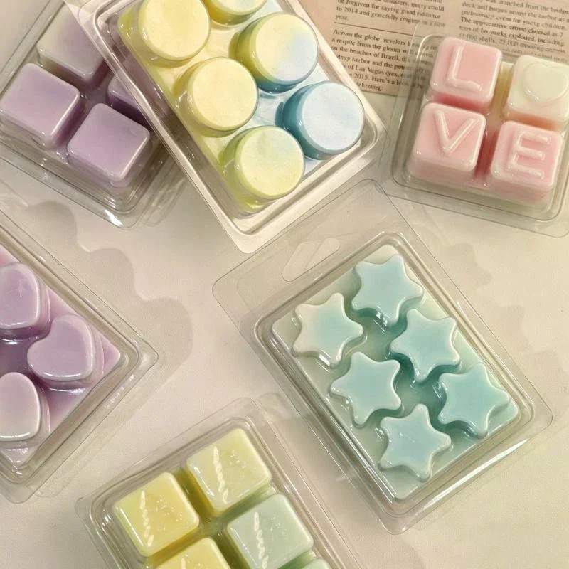 10Pcs Empty Plastic Containers 6/4-Cavity Clear Wax Melt Clamshells For Candle Making Xmas Crafts Heart/Square/Round