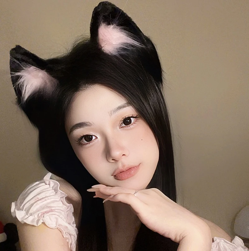 Simulation Cat Ears Hair Band Comic Con Cos Animal Ears Plush Lolita Hair Accessories Cat Halloween Dress Up Photo Headwear New