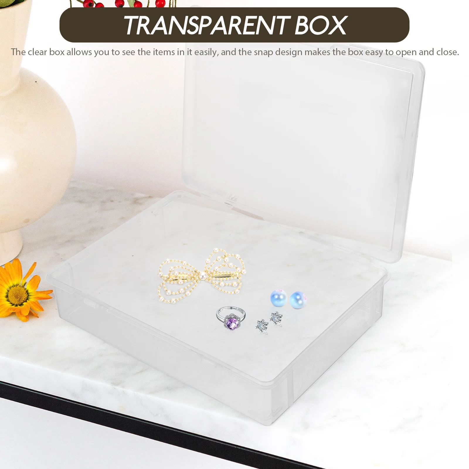 

4Pcs Clear Plastic Storage Case Multi-Functional Organizer Box for Beads Jewelry Rings Ear Backs Craft Supplies Transparent