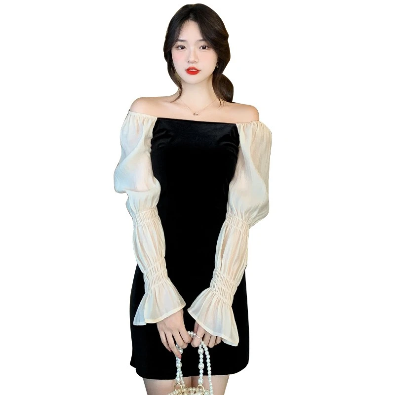 فساتين نسائية بأكمام طويلة فستان خريفي من القرون الوسطى مشروط بيج سموكينج مكشكش الخصر مناسب نصف الياقة المدورة الحد الأدنى مستقيم #5