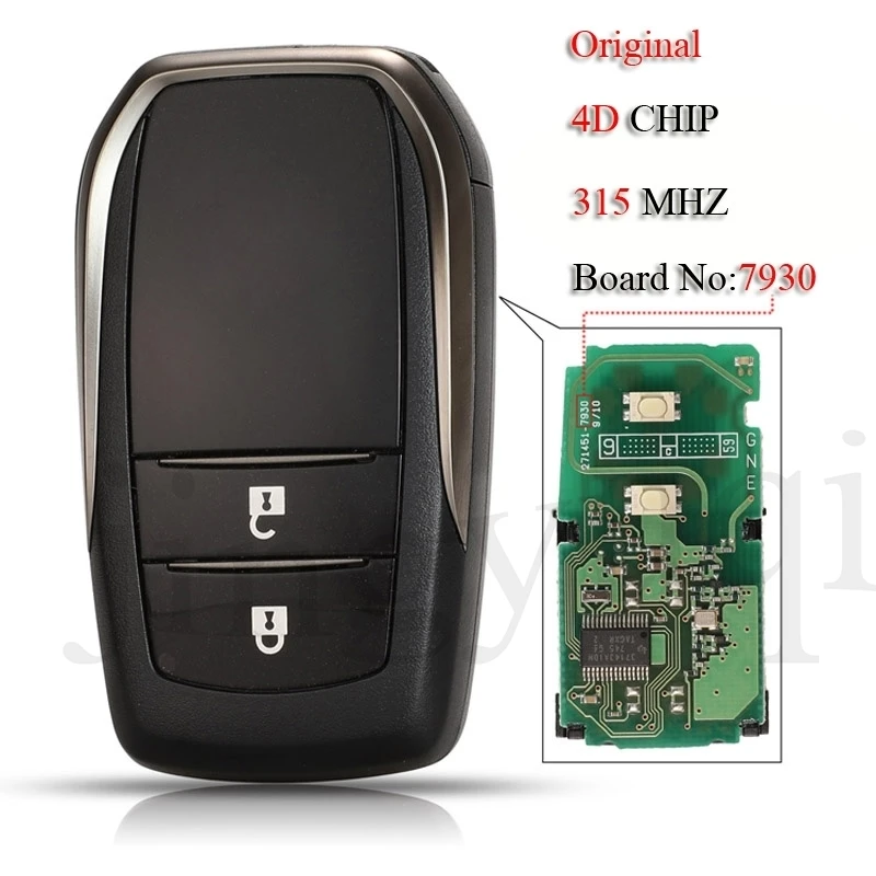 

jingyuqin Original Remote Smart Car Key For Toyota Prado Reiz Land Cruiser Prado 2 Buttons Keyless-Go 315MHZ 4D Chip