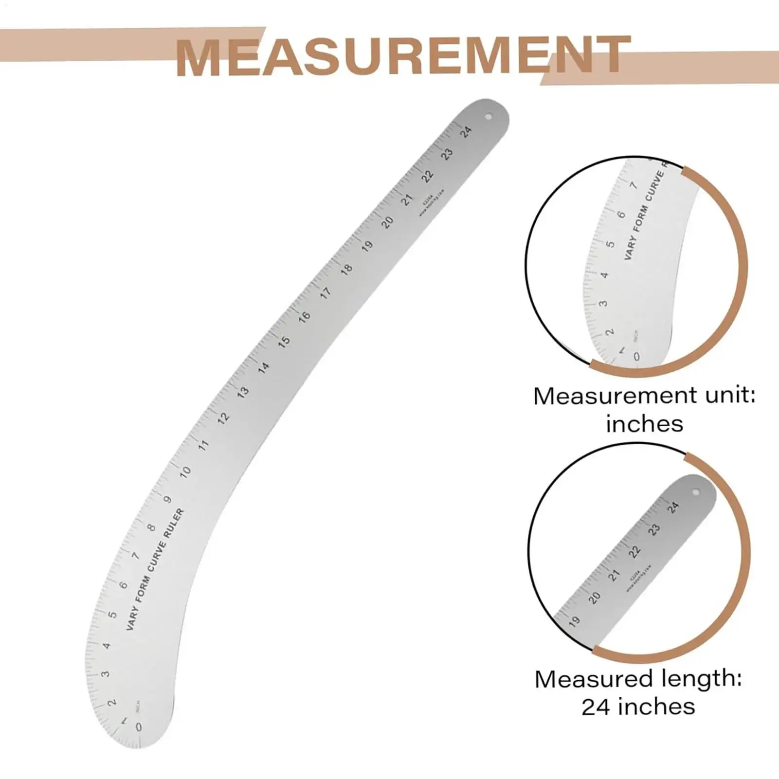 Hip Curve Ruler Aluminum Alloy Sewing Ruler With Clear Graduations Patterns Making Accurate Scale Drafting Template