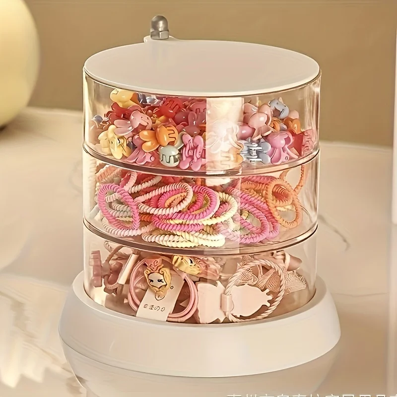 Princess-Themed Multi-Layer Rotating Jewelry Organizer - Transparent, Anti-Oxidation Storage for Hair Accessories & More