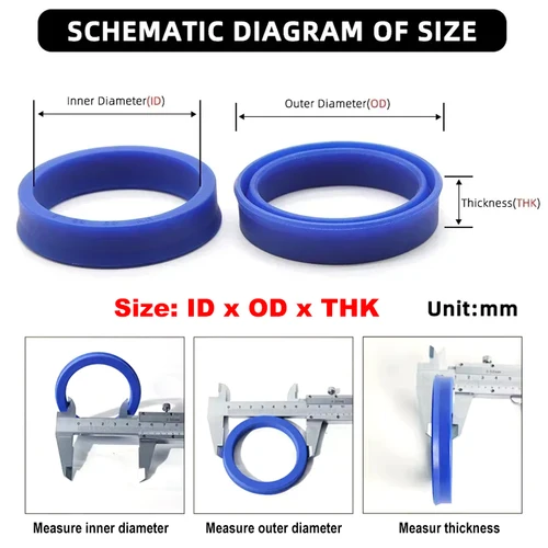 5 uds ID 20 ~ 30mm UN sello hidráulico de eje Radial (IDxODxTHK) varilla de pistón de poliuretano PU labio único U taza sellos de aceite