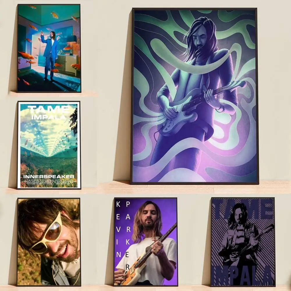 Tame Impala-Pop K-Kevin P-Parker Poster Self-adhesive Waterproof Paper Sticker Coffee House Bar Room Wall Decor