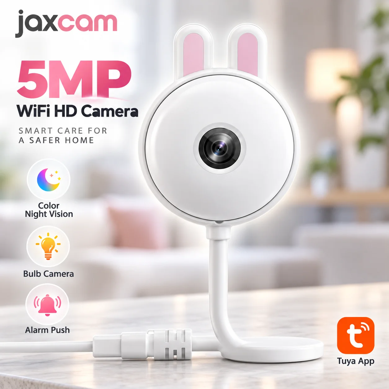 Tuya Mini WiFi Camera 2K Indoor Wireless USB Light Bulb Baby Monitor Home Security IP Camera Surveillance Auto Tracking Babe Cam