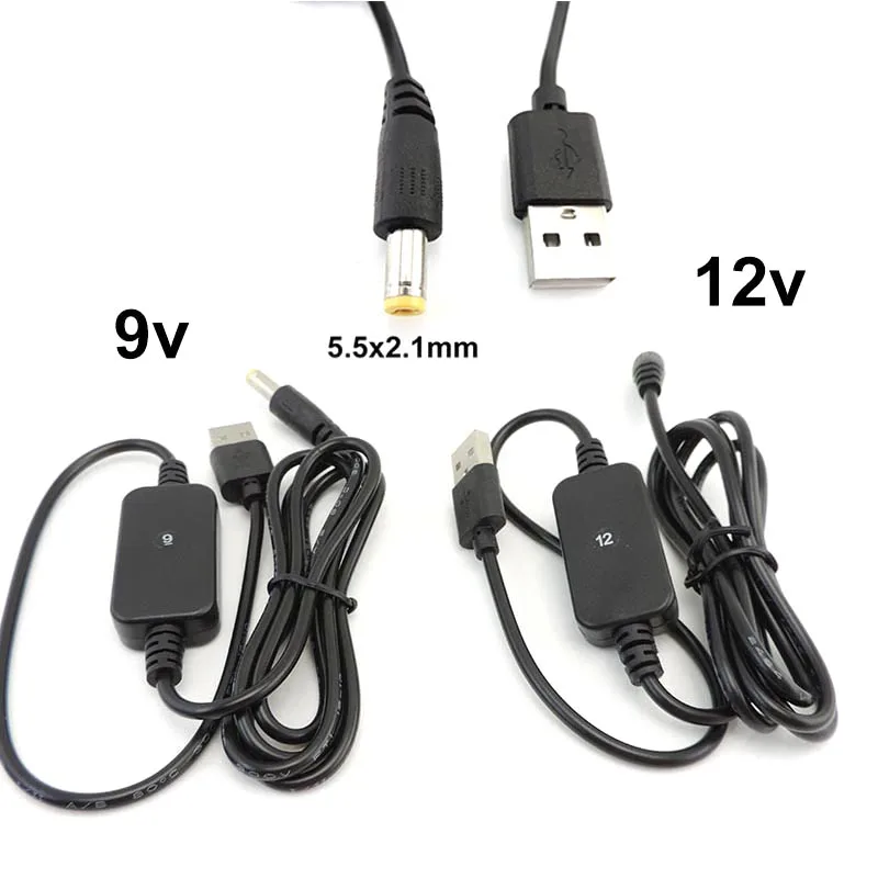 USB Power Boost Line USB DC 5V to DC 9V 12V Step Up Cable Module connector Converter Adapter power supply Cable 5.5*2.1mm Plug