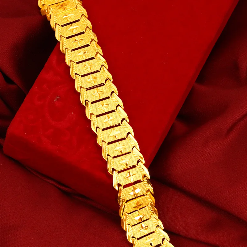 

Роскошный мужской браслет-цепочка для часов из чистого золота 24K 9999 пробы с узором гисофила